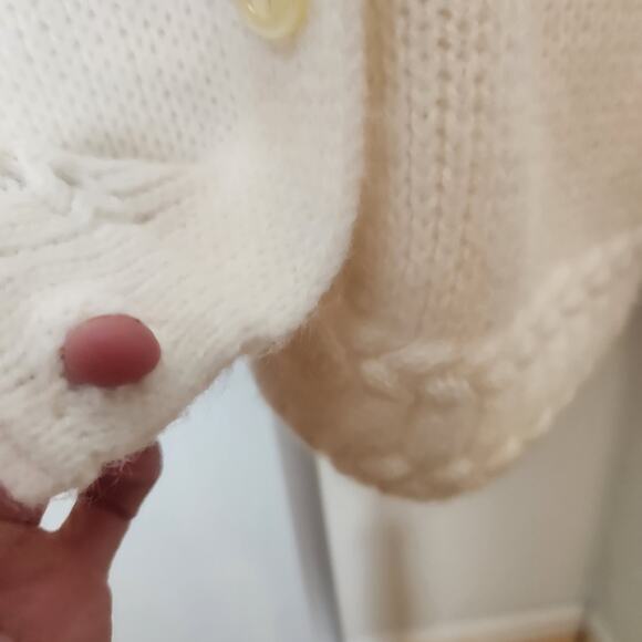 FLAW Vtg Sweater Cardigan Sz Small Women OffWhite Button Cottagecore Feminine - Picture 10 of 11